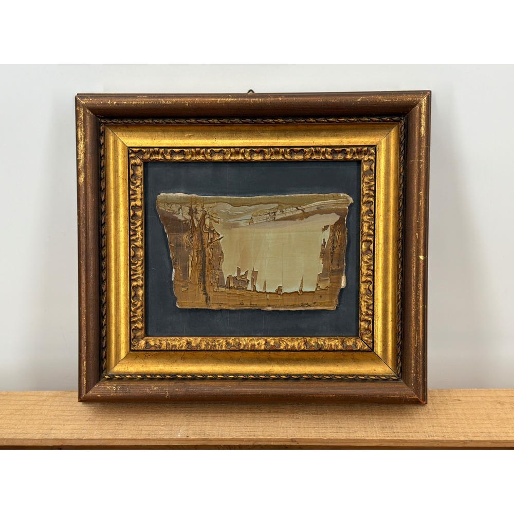Vintage Framed Pietra Paesina Ruin Marble Specimen Art